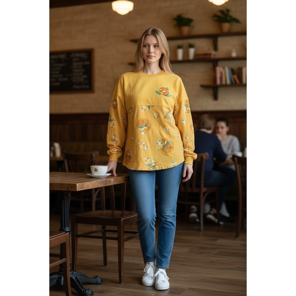 Disney Parks Orange Bird Spirit Jersey Yellow Long Sleeve Shirt Womens Small